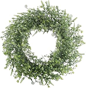 XYXCMOR Artificial Boxwood Wreath 18 inch Greenery Wreath for Front Door Farmhouse Decor Spring Wall Window Housewarming Gift Project