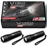 VTech Tactical 2pack LED Flashlight High Lumens - Mini Flashlights for Camping, Hiking, Walking - Powerful Emergency Flashlights with 5 Modes for Outdoor Use - Bright Flashlight with Zoomable Beam
