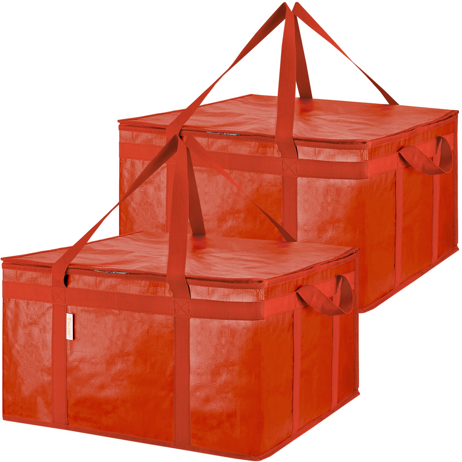 Photo 1 of BALEINE 2Pk Insulated Reusable Grocery Bags, Collapsible Cooler Bag for Groceries, Heavy Duty Large Insulated Bag (19.5''x19.5''x11.5'', Bright Red)