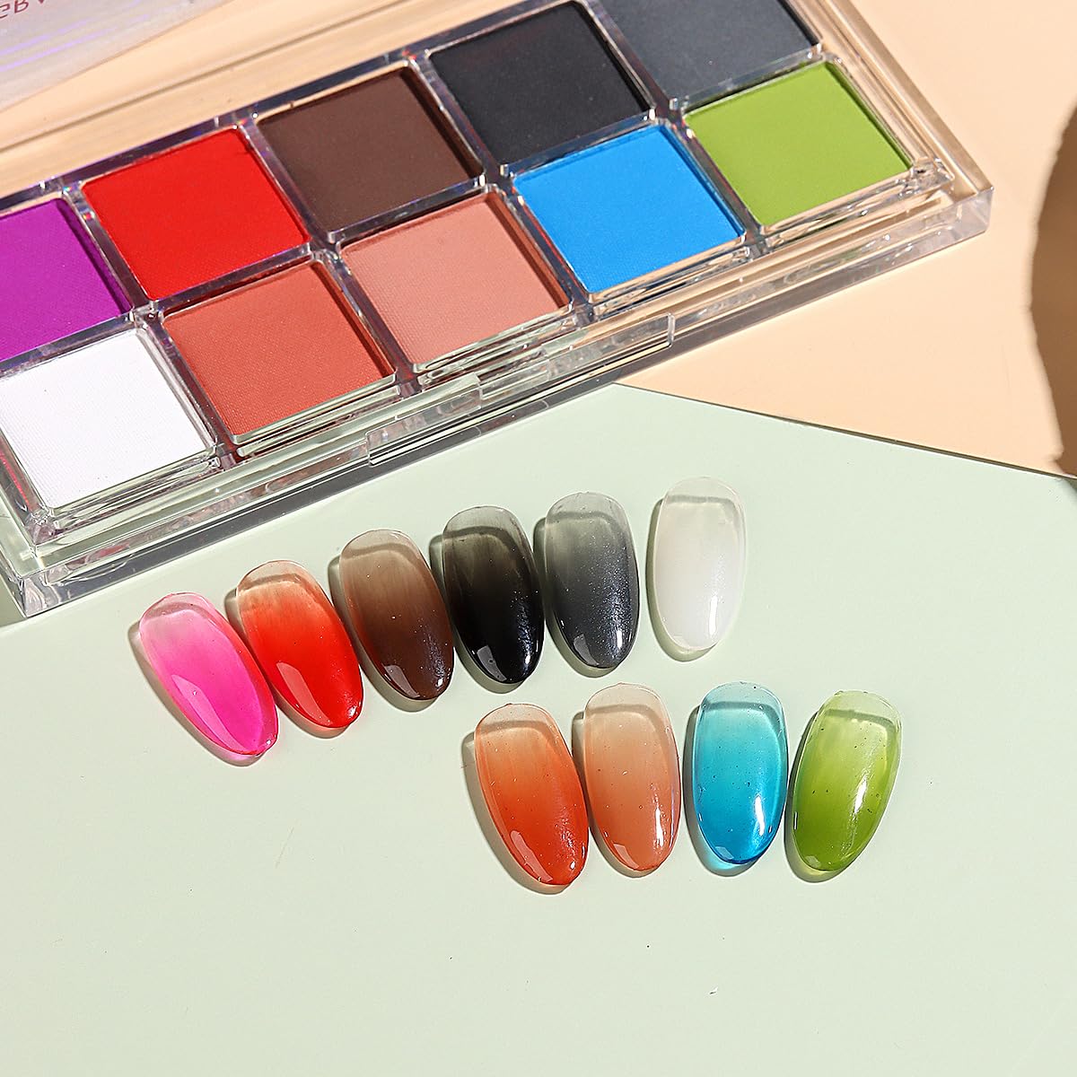 10 Colors Solid Neon Phosphor Nail Powder Set Fluorescent Gradient Iridescent Pigment Powder Glitter Dust Kit for Gel Polish Nail Art Decorations - Image 6