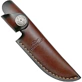 COHOMELARS Leather Fixed Blade Knife Sheath with Belt Loop and Snap Closure, Fits Up to 4.5'' Blade for Hunting Knife, Dark Brown
