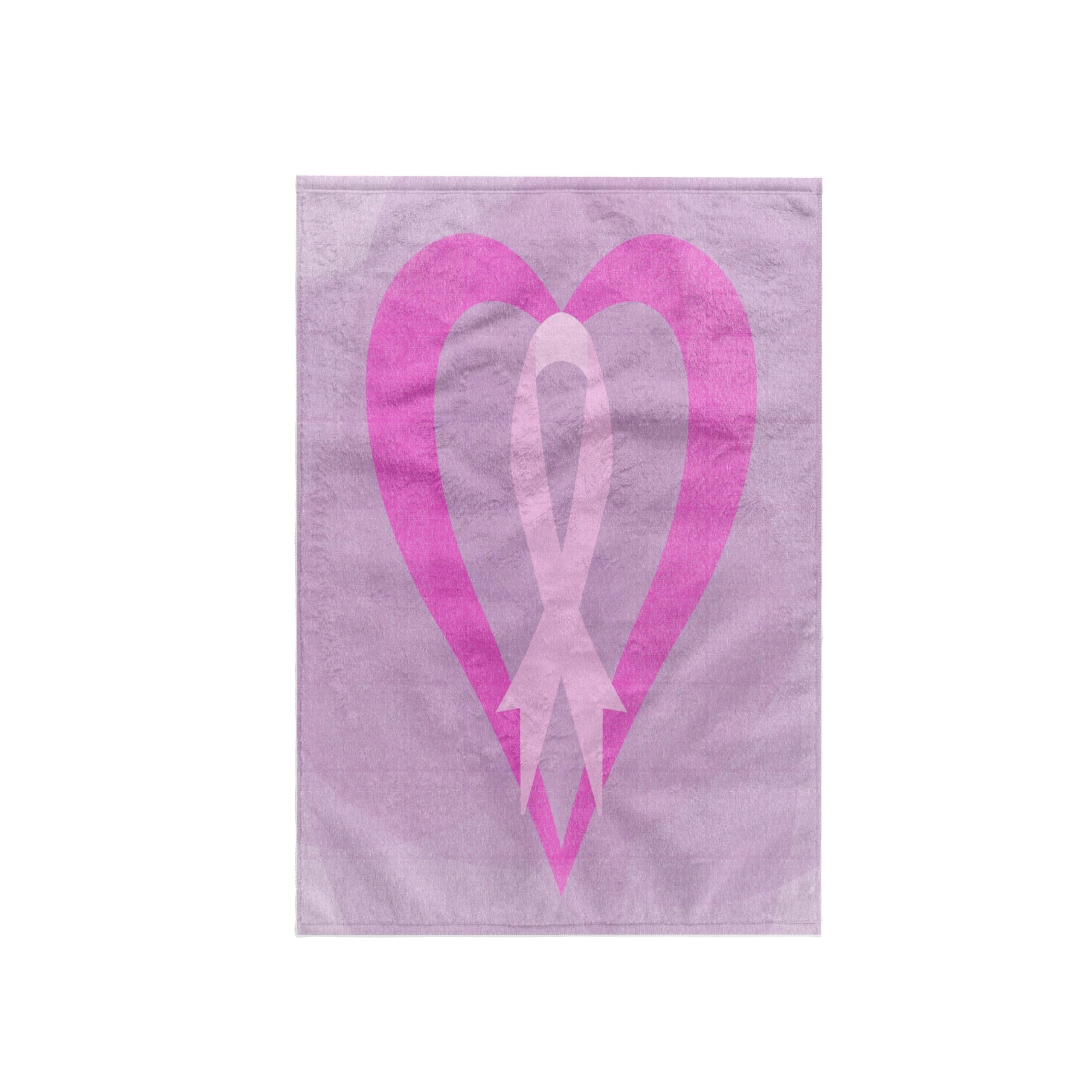 3dRose "Pink Heart with Pink Ribbon, Breast Cancer Awareness Towel, Polyester/Cotton, White, 15 x 22-Inch