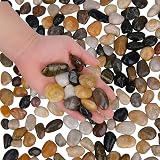 Hisredsun 2.1 lb Natural Polished Pebbles 0.4-1 inch River Rocks view 2