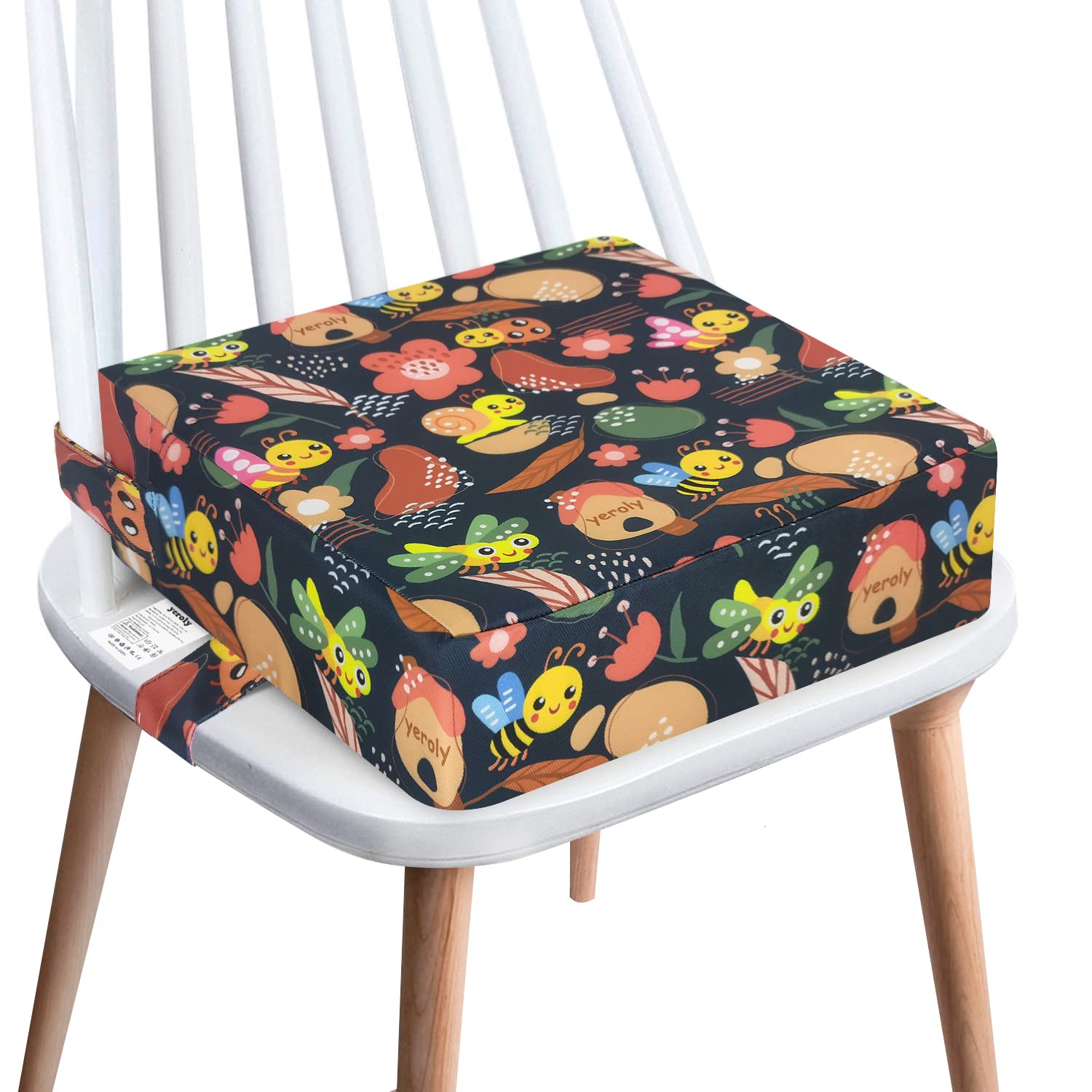 Photo 1 of Toddler Booster Seat for Dining Table,4 Inches Washable Double Safer Straps Non-Slip Bottom Booster Seat for Kids, Portable Travel High Density Sponge Detachable Increasing Cushion for Child