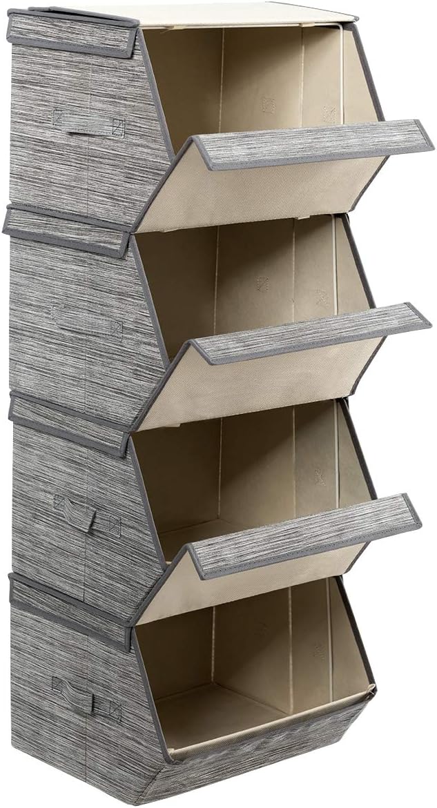 GOPLUS 4-Pack Aufbewahrungsboxen, Aufbewahrungskorb Setmit Deckel und