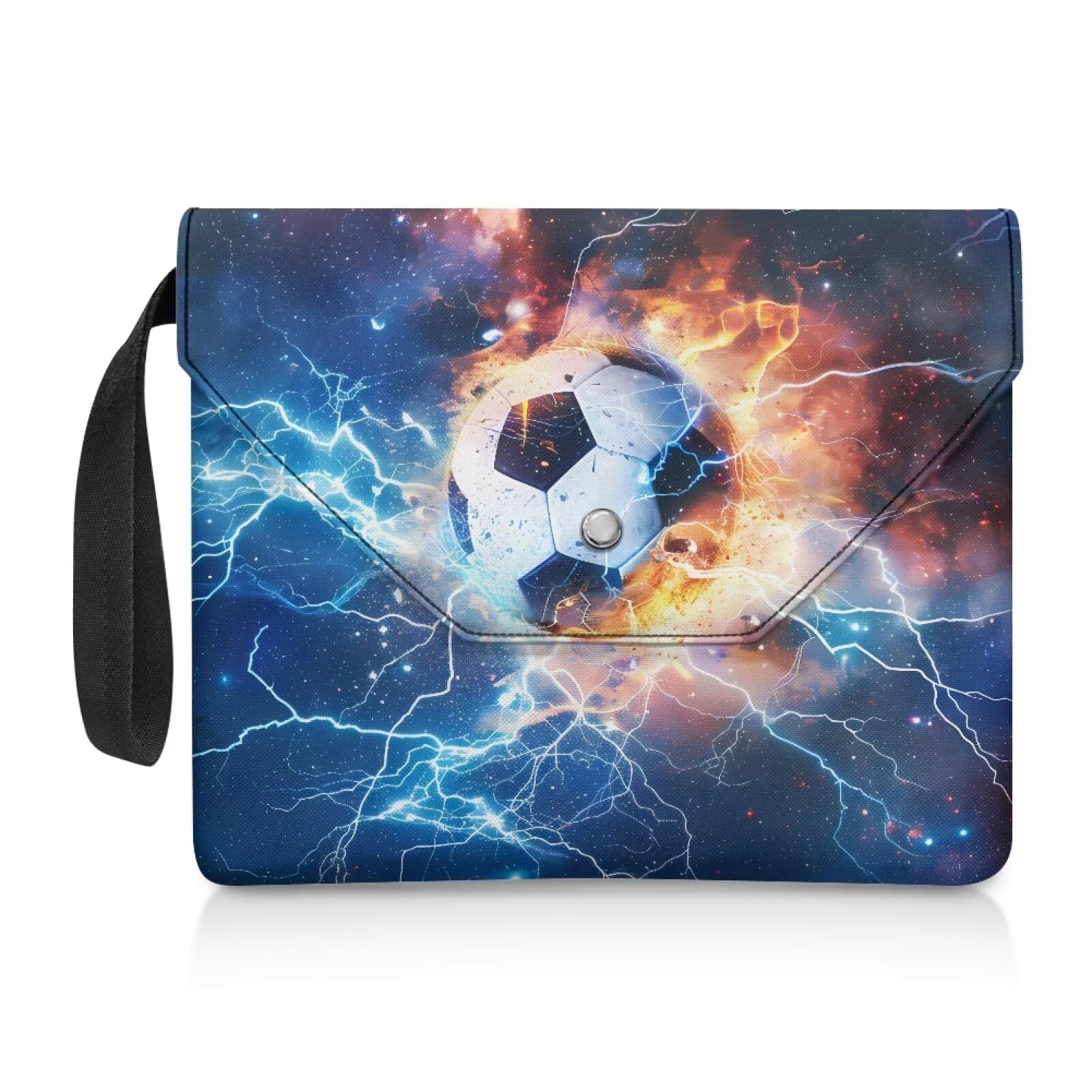 NETILGEN Book Cover Book Protective Cover for Book Lovers Student Teacher, Book Sleeve Protector with Extra Large Sleeve Pocket, Back to School Gifts, Soccer Lightning Fire