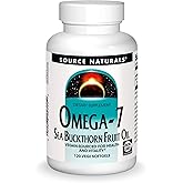 Source Naturals Omega-7 Sea Buckthorn Fruit Oil, Non-GMO, Vegan-Sourced for Health and Vitality* - 120 Vegan Softgels