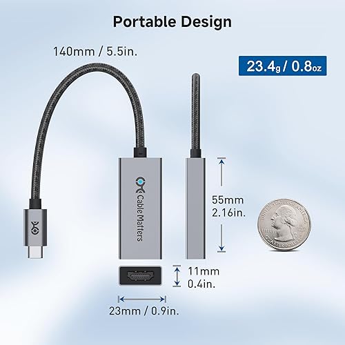 Cable Matters 48Gbps Unidirectional USB C to HDMI Adapter, Supports 8K  60Hz 4K 240Hz HDR, Thunderbolt