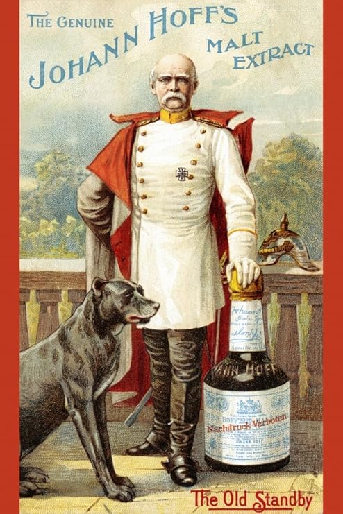 Amazon Com Victorian Trade Card For The Genuine Johann Hoffs Malt Extract The Old Standby An Imperial German Officer Leans Against An Oversized Bottle Of Malt Liquor His Dog By His Side