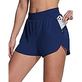 Womens High Waisted Running Shorts Quick Dry Stretch Workout Dolphin Shorts with Zip Pocket for Gym Athletic Tennis