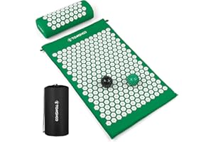TOMSHOO Acupressure Set, Acupressure Mat and Pillow with 2pcs Massage Balls- Pain Relief Therapy Muscle Back Neck with Travel Bag for Men and Women