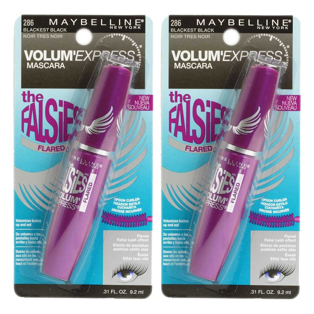 Maybelline Volum' Express The Falsies Flared Washable Mascara, Blackest Black [286], 0.31 oz (Pack of 2)
