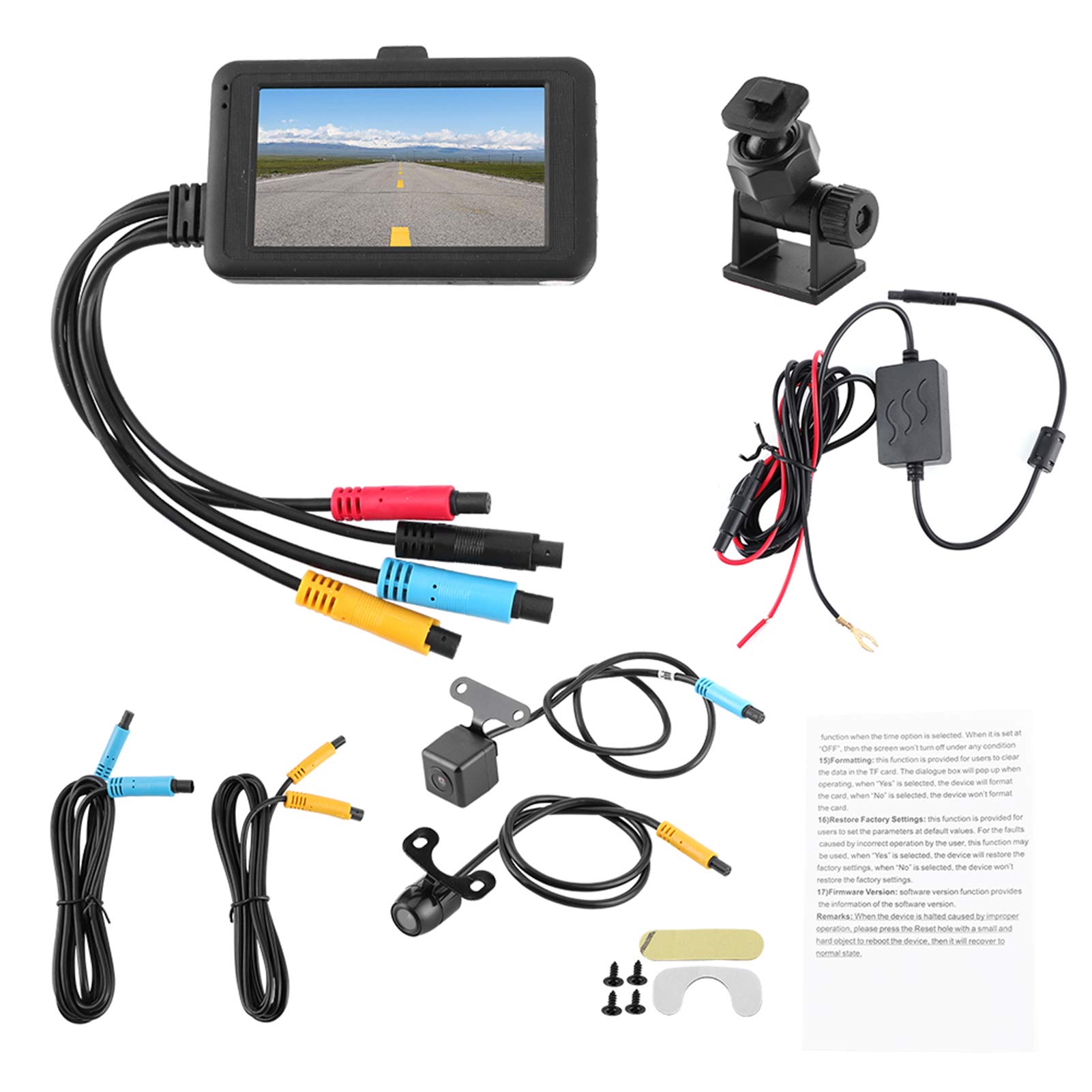 Qiilu Motorcycle Driving Recorder, 3in Motorcycle DVR Dash Cam Driving Recorder Dual Lens Mini Camer