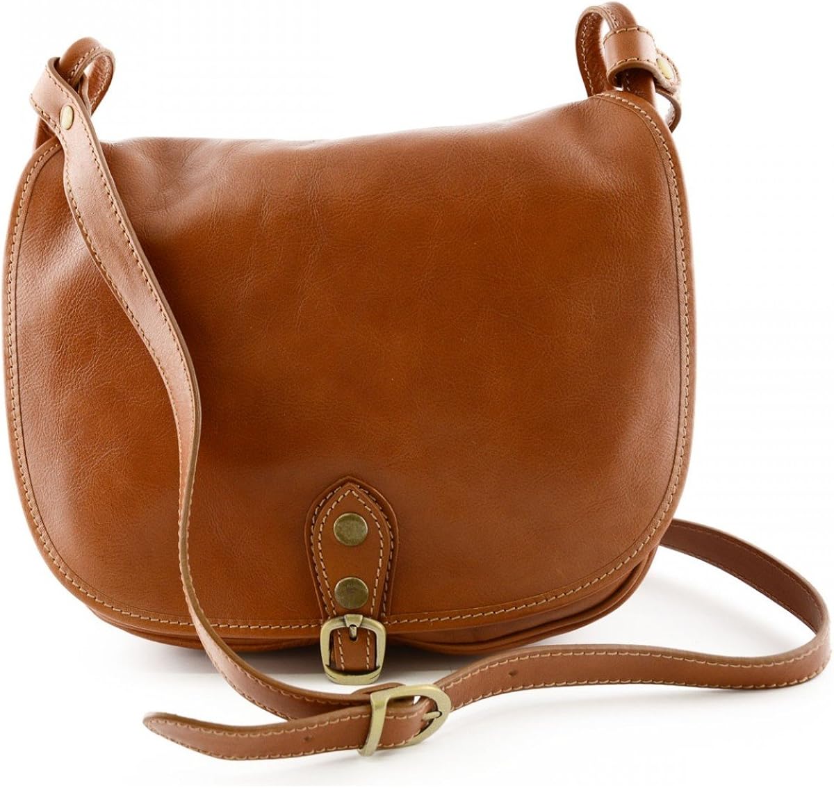 Sac à Bandoulière En Cuir Italien Modamoda De T229 - Grand Format Classique Et Sportif