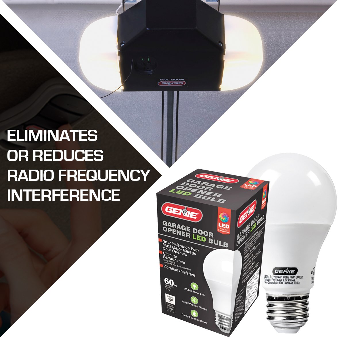 Genie LED Garage Door Opener Light Bulb 60 Watt (800 Lumens) Made