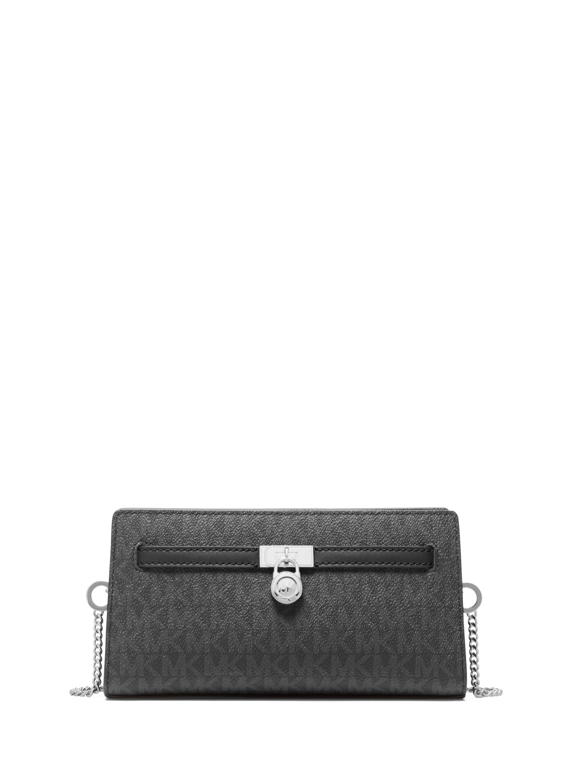 Michael Kors Hamiton Extra Small Convertible Crossbody Bag, Silver-Tone Hardware/Tonal MK Signature Coated Twill/Black