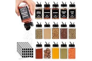 Alotpower 4oz Plastic Spice Jars with Shaker Lids 16Pack, Empty Spice Jar with Label-4 oz Plastic Spice Jars with Flip Lids &