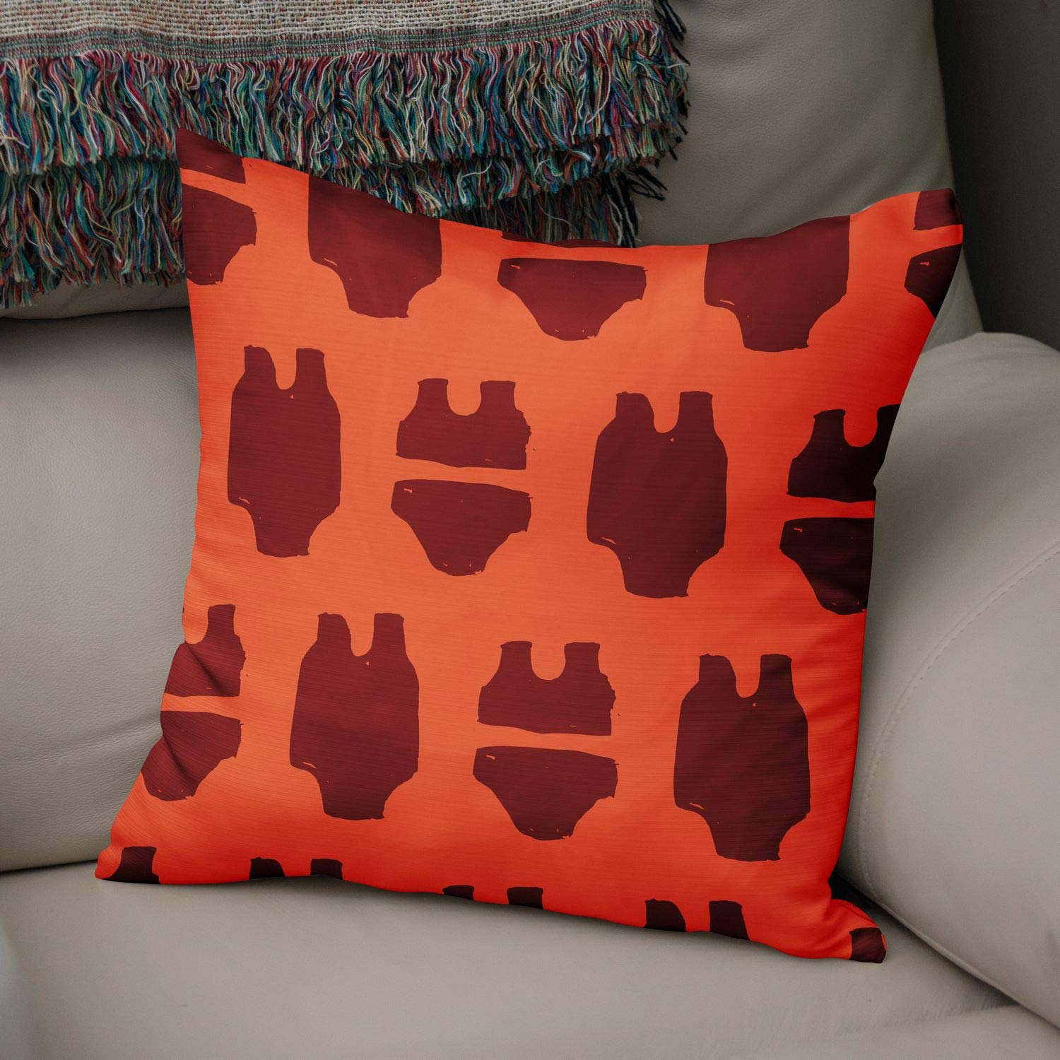 Bonamaison Decorative Cushion Cover Orange & Bordeux, Throw Pillow Covers, Home Decorative Pillowcases for Livingroom, Sofa, Bedroom, Size: 50x50 Cm - Designed and Manufactured in Turkey