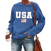 LAZYCHILD USA Sweatshirt Women American Flag Shirt Patriotic TShirt Stars Stripes Pullover 4th of July Tee Tops