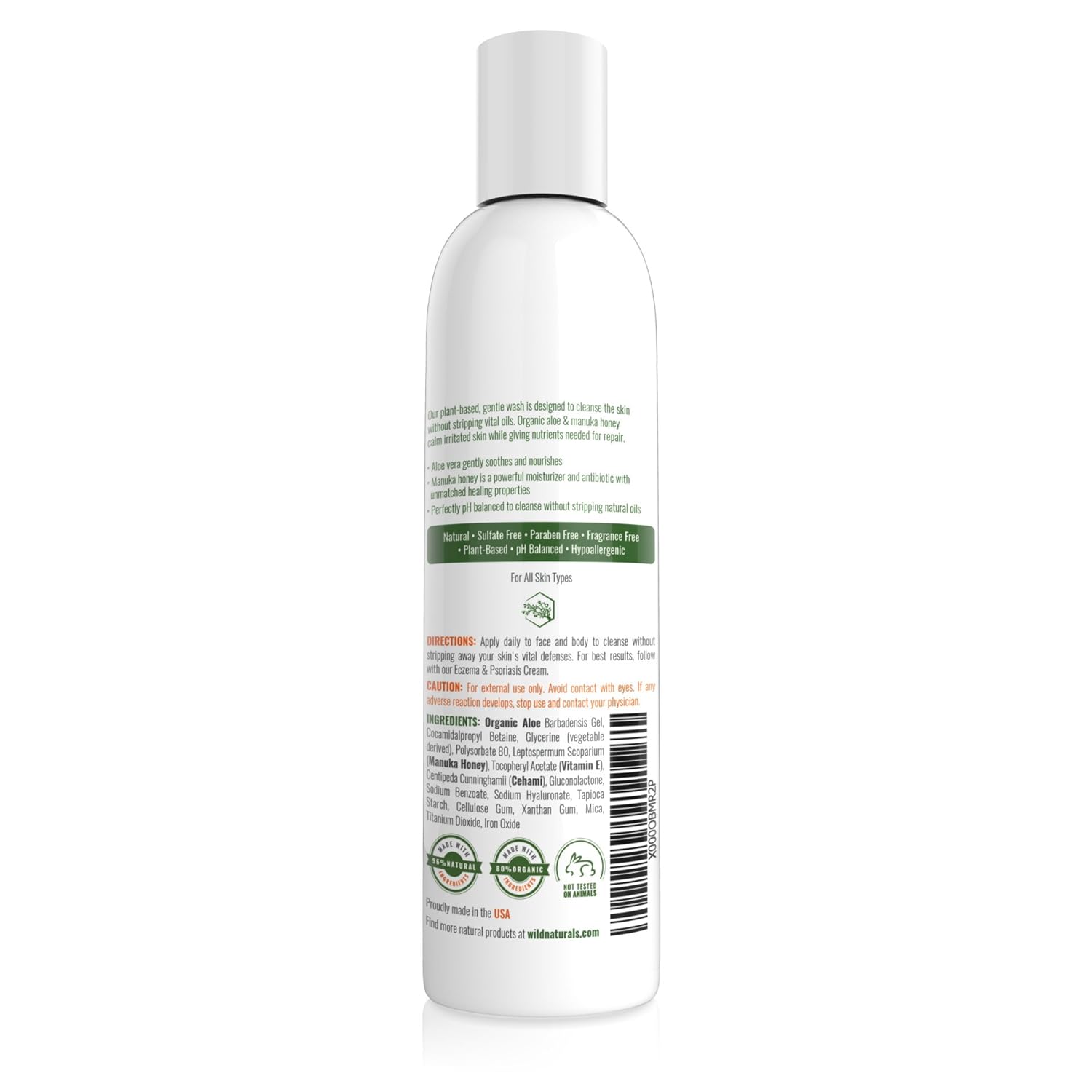 Wild Naturals Eczema Body Wash : With Manuka Honey + Aloe Vera, for Sensitive Skin, Unscented, Anti Itch Healing Psoriasis Soap, Dry Skin Relief, Moisturizing and Sulfate Free : Beauty