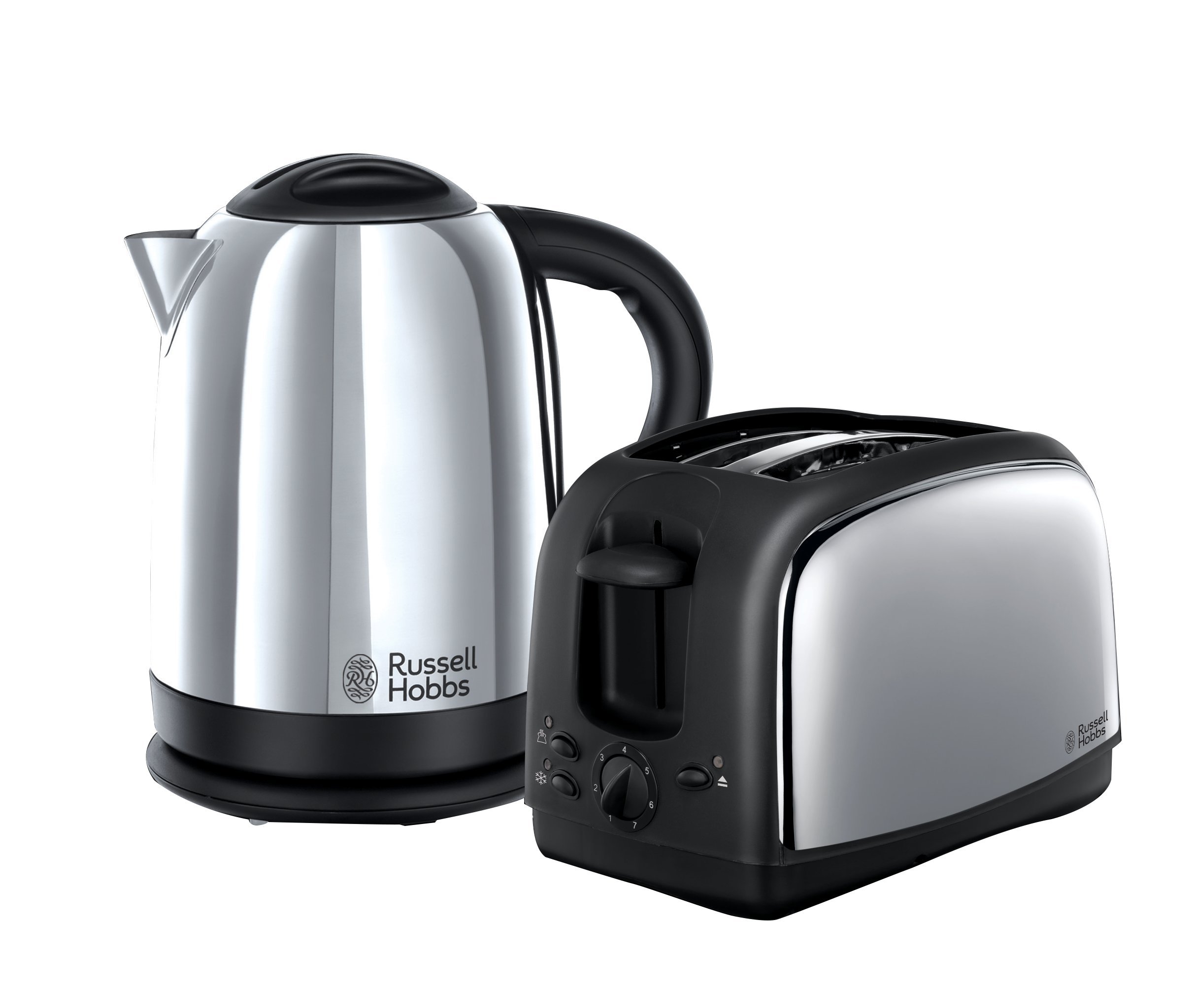Russell Hobbs 21830 Lincoln Twin Pack Polished Kettle and 2 Slice Toaster, Polished Stainless Steel