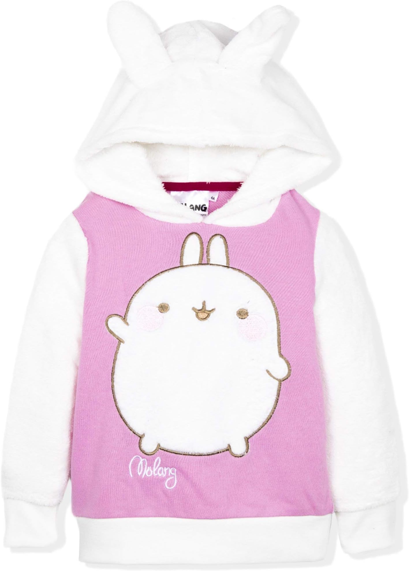 Molang Oficial Girls Hoodie, Hooded Sweatshirt Jumper, Coral Fleece Fabric 2-6 Years