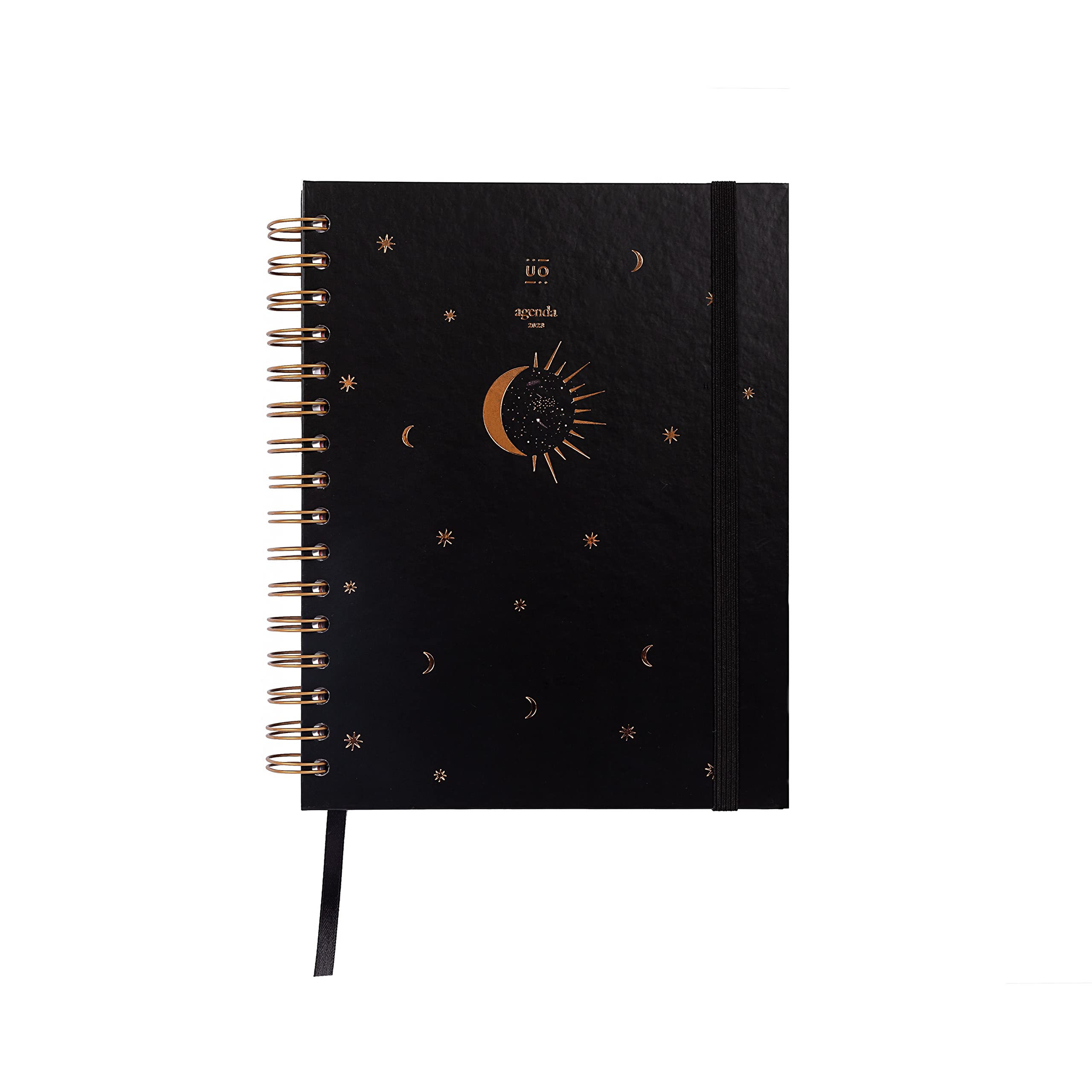 UO Eclipse Week to View 2023 Yearly Planner: Starts in January 2023 and ends December 2023, Hardcover, Includes 126 Stickers, Elastic Rubber and Record Tape, Multi-Color, Medium