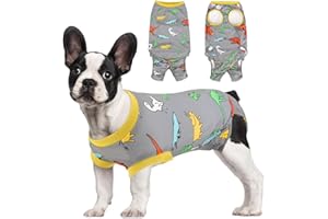 Keggs Dog Recovery Suit After Surgery, X-Small (Back:8.7'', Chest:14.2'') Surgery Recovery Suit for Male and Female Dogs Cats, Anti Licking Dog Onesie After Spay Neuter E-Collar & Cone Alternative