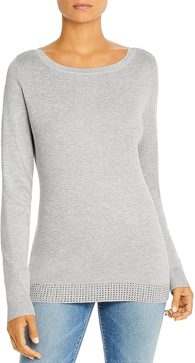 Vila Milano Womens Sioni Embellished Hem Boatneck Sweater Silver M : Amazon.ca: Clothing, Shoes 