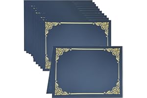 MyGradDay 10 Packs, Certificate Holders, Diploma Covers, Gold Foil Border, for Letter Size 8.5x11 Document Covers, Cardstock,Navy Blue