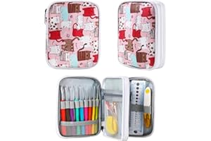 QZLKNIT Knitting Needle Case, Portable Crochet Needle Case, Travel Organizer Storage Bag for Knitting Needles and Other Accessories (Bag Only)