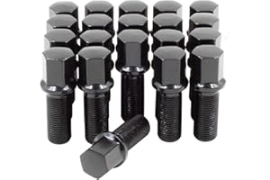 Wheel Accessories Parts 20 Pcs M15x1.25 15x1.25 Conical Seat Lug Bolt 17mm Hex 58mm Thread Length Black Finish Use with 5 or 8mm Spacer
