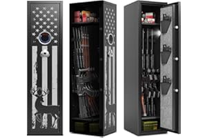 Xyvaly 3-5 Gun Safe, Gun Safe for Rifles and Pistols, Deep-Profile Rifle Safe, Gun Cabinet with 3 Pistol Pouches,Guns Safes with Upgraded Digital Keypad