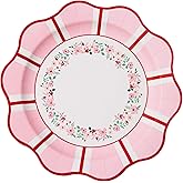 Bonjour Fête Pink & Red Floral Paper Party Dinner Plates | Large Disposable Dinner Plates for Valentine’s Day, Spring Parties & Tea Gatherings | Premium Party Supplies & Decorations | Pack of 8, 11"