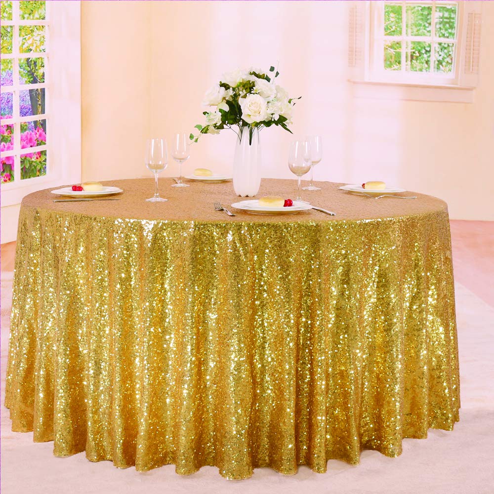 Best 120 in round gold sequin table cloth