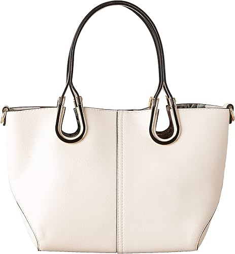 Amazon イマイバッグ Quay ハンドバッグ ショルダーポーチ付き 3way 合皮 レザー レディース バッグ ショルダーバッグ 斜めがけ 上品 おしゃれ 手提げ 肩かけ ポーチ ポシェット バッグインバッグ かばん 女性 婦人 アイボリー Imaibag イマイバッグ