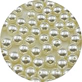 YUEXIGO 100pcs Pearl Beads for Crafts 12mm Resin Pearl for Jewelry Making Round Bulk Pearls Beads with Hole for Sewing Crafts Decoration Necklaces Bracelets Earrings Making(Cream)