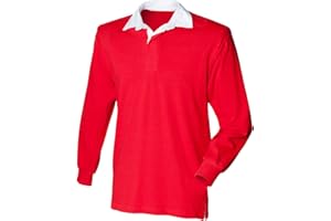 FRONTROW Front Row Big Boys' Long Sleeve Plain Rugby Shirt Red XL
