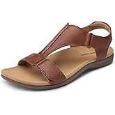 DREAM PAIRS Women Sandals Arch Support T-Strap Orthopedic Flat Sandals Comfortable Walking Beach Summer Shoes