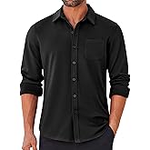 COOFANDY Mens Long Sleeve Wrinkle Free Shirts Casual Button Down Stretch Dress Shirt with Pocket