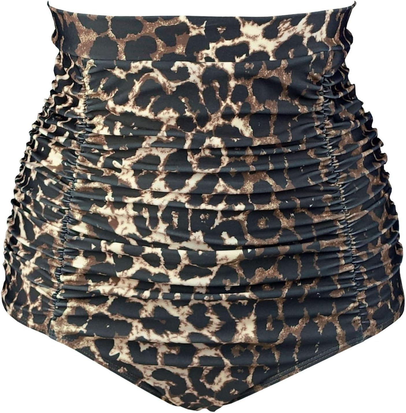 Women's Retro High Waisted Bikini Bottom Ruched Swim Short Tankinis(FBA)
