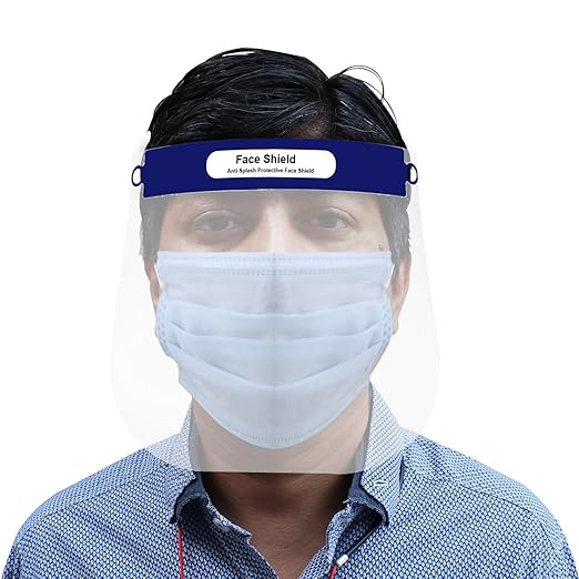 AllExtreme ORFS05 350 Micron Disposable Face Shield with Adjustable Elastic Strap Anti-Splash Single Use Protective Facial Cover Transparent Full Face Visor with Eye & Head Protection (5 PCS)