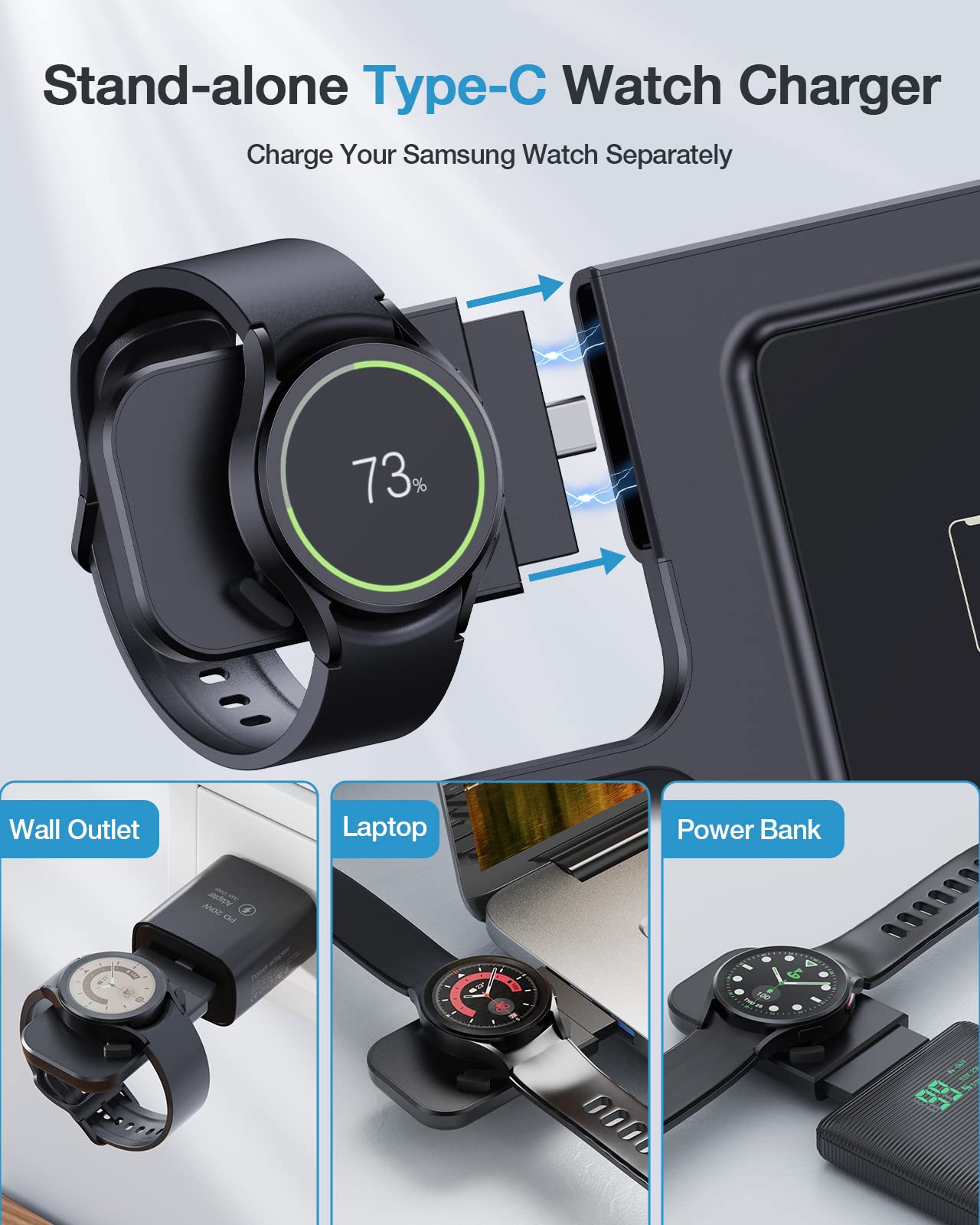 Wireless Charger for Samsung, Metmoon 3 in 1 Samsung Charging Station for Galaxy S23 S22 S21 S20 Ultra Plus/Z Flip Fold 5 4 3/Note 20, Galaxy Watch 5 Pro/5/4/3/Active 2/1, Buds+/Pro/Live(With Adapter)