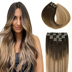 SURNEL Clip in Hair Extensions Balayage Dark Brown