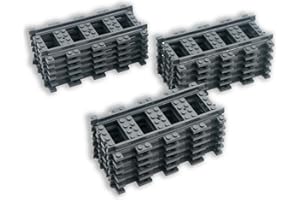 BROTEX Train Track 18 Pieces Set Straight Tracks City Roads Building Toys Compatible with Major Brands