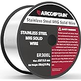 ARCCAPTAIN ER308L Stainless Steel MIG Wire .030" 2LB | Gasless Welding for 304, 304L, 308 &amp; 308L Stainless Steel with Stable Arc &amp; Low Spatter
