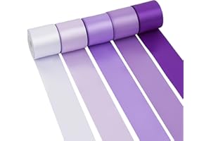 MAYREEL 1.5 Inch Purple Satin Ribbon Lilac Lavender for Gift Wrapping Flower Bouquet Wedding Bridal Shower Crafts 5 Rolls 5 Yards Each Color Total 25 Yards