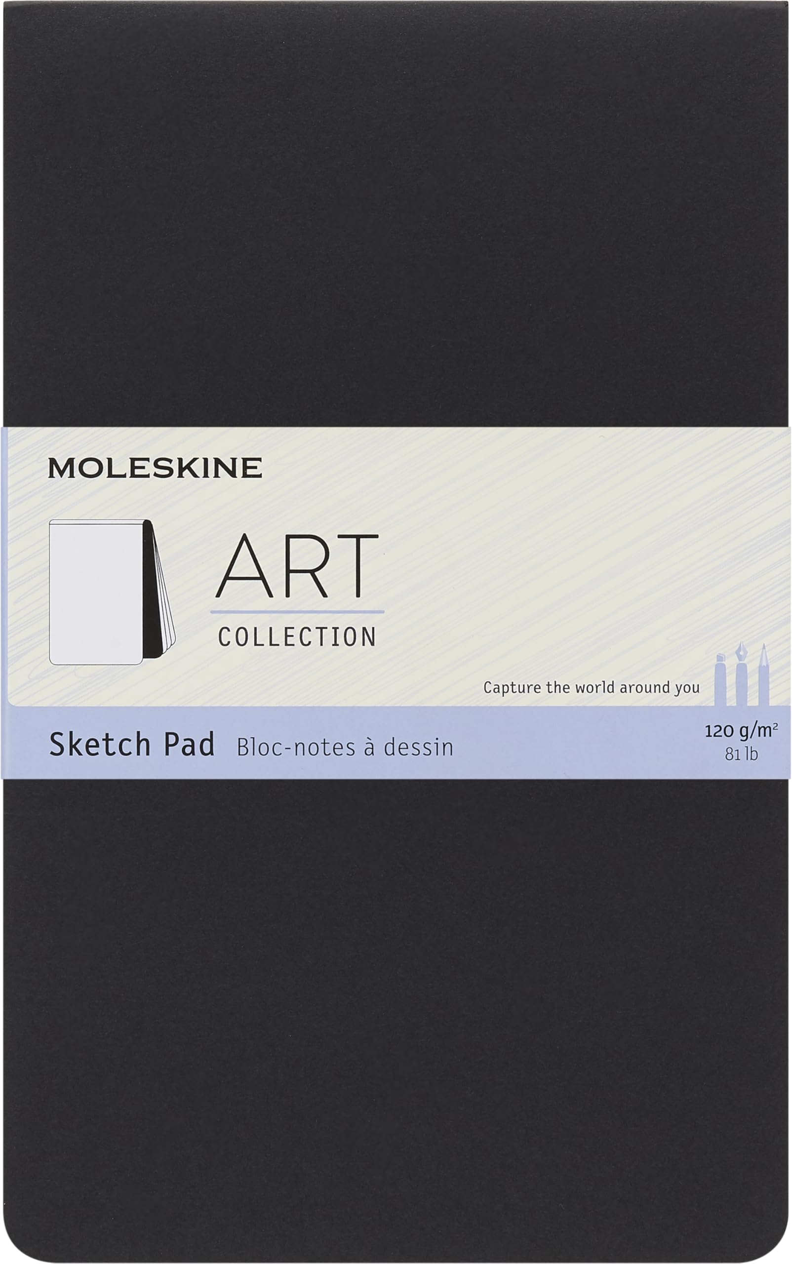 Moleskine 13 x 21 cm Large Size Art Sketchbook, Paper for Pencils, Charcoal, Pens, Fountain Pens and Markers Soft Cover, Colour Black, 48 Pages