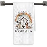 Fyecoluo Christian Christmas Kitchen Towels Decorative, Nativity Scene Religious Xmas Dish Hand Tea Towels, Christmas Christian Kitchen Bathroom Decor, 16x24 Inch