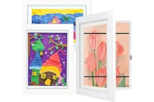 WeePro [3-Pack Kids Artwork Frames Changeable - Kids Art Frames Front Opening 8.5 x 11 Holds 150 Pics, Artwork Frames for Kids Art, Kids Art Frame Ideal for Portfolio, Pictures, Drawings (White)